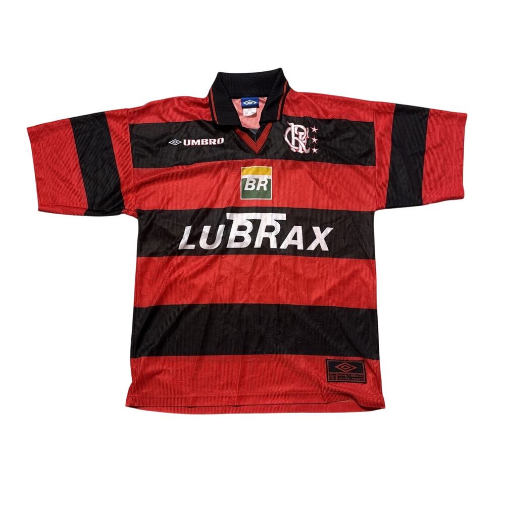 Vintage 1999 CR Flamengo Home Jersey Umbro Lubrax Brazil Soccer Size M Retro 10